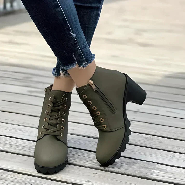 Ankle Boots Women Lace Up Side Zip Fastening Winter Ankle Boots - Hudson Harper - Women Boots