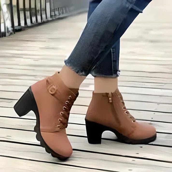 Ankle Boots Women Lace Up Side Zip Fastening Winter Ankle Boots - Hudson Harper - Women Boots