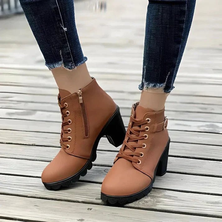 Ankle Boots Women Lace Up Side Zip Fastening Winter Ankle Boots - Hudson Harper - Women Boots