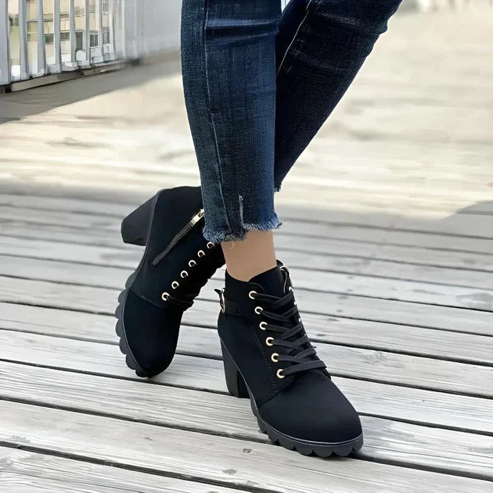 Ankle Boots Women Lace Up Side Zip Fastening Winter Ankle Boots - Hudson Harper - Women Boots