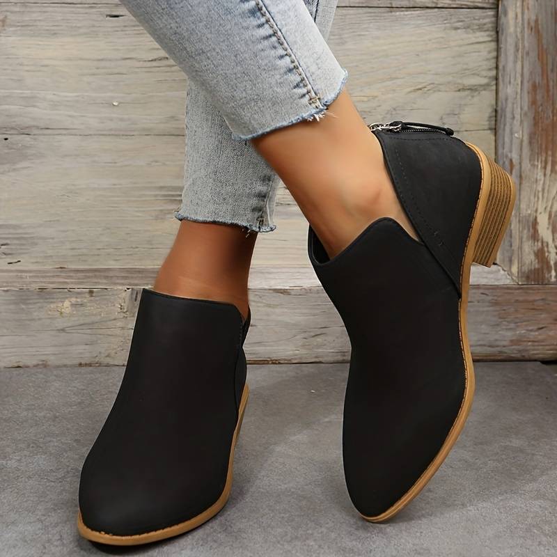 Ankle Boots Women Low Heel Slip On Design Casual Wear Everyday Use - Hudson Harper - Women Boots