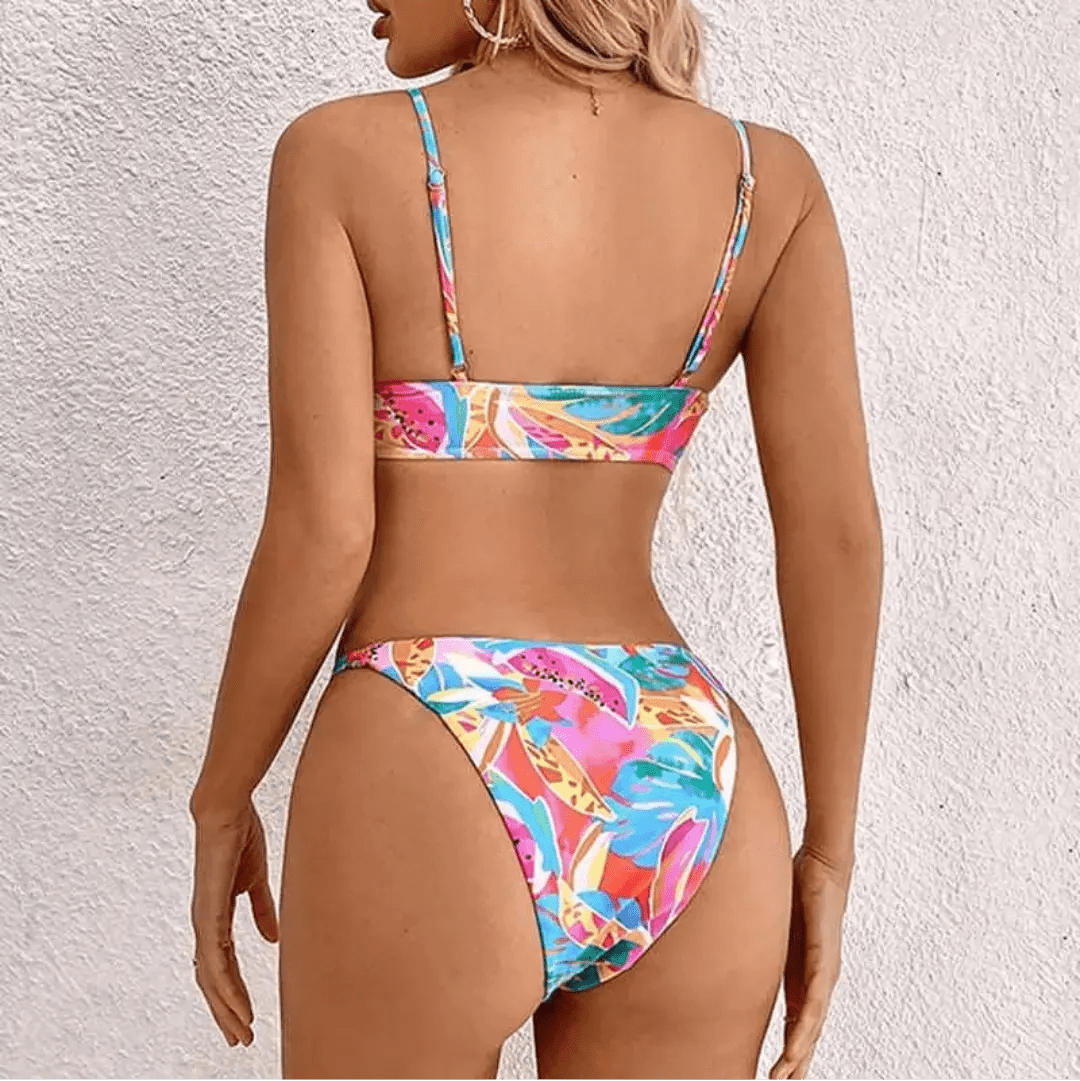 Bikini Set Women Triangle Top Tie Front High Cut Bottoms - Hudson Harper - Women Swimsuit