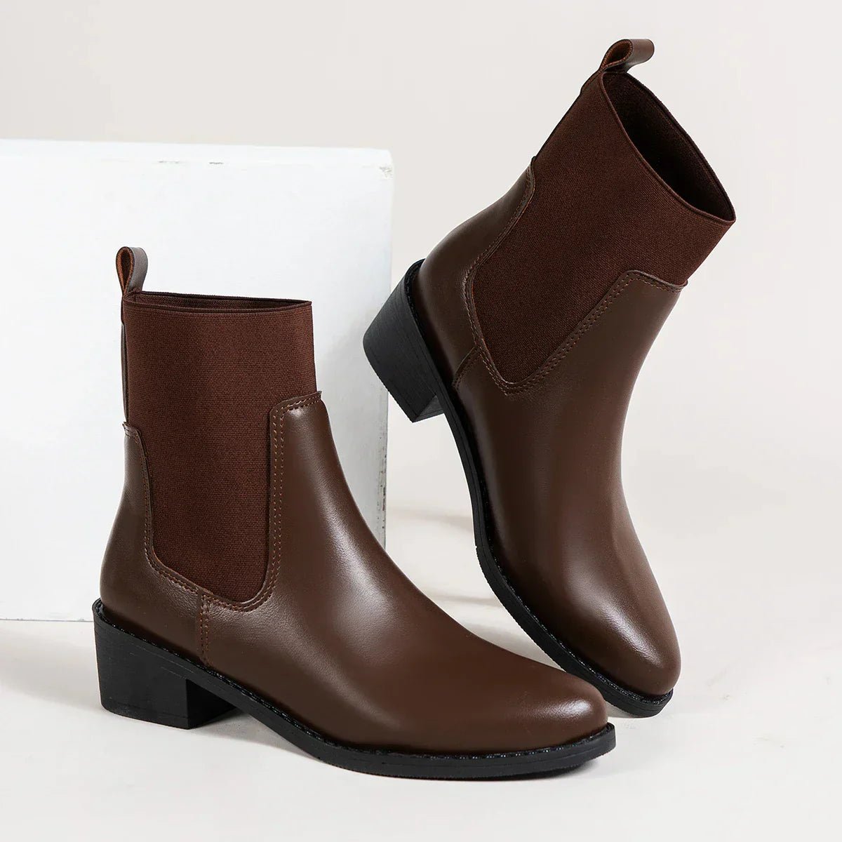 Boots Women Chelsea Design Pointed Toe Block Heel Winter - Hudson Harper - Women Boots