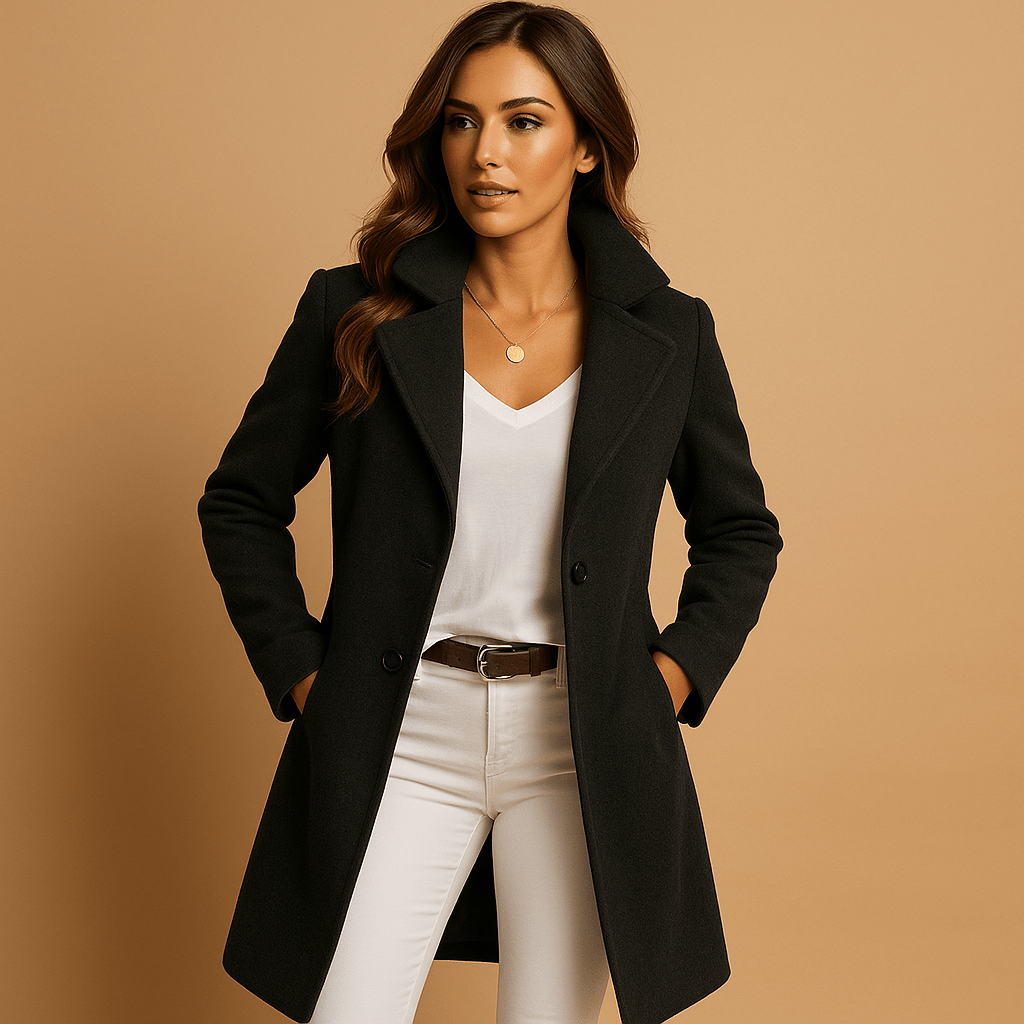 Coat Women Long Elegant Fit with Buttons - Hudson Harper - Women Coat