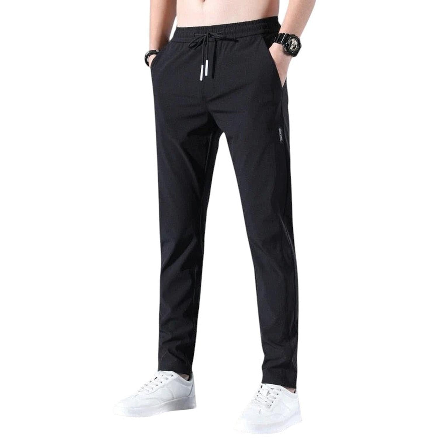 Jogger Trousers Men Slim Tapered Breathable Elastic Drawstring Waist - Hudson Harper - Pants