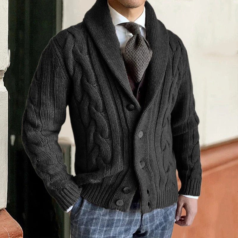 Knit Cardigan Men Button Down Warm Sweater - Hudson Harper - Men Cardigans