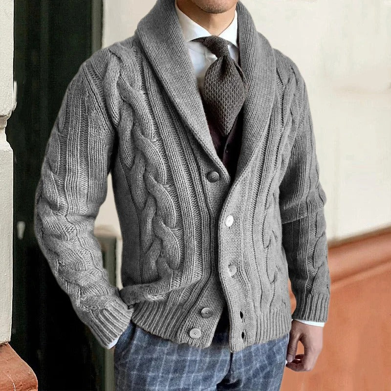 Knit Cardigan Men Button Down Warm Sweater - Hudson Harper - Men Cardigans