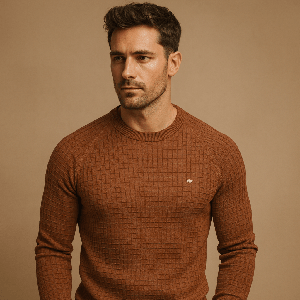 Knitted Sweater Men Comfortable Relaxed Fit Construction Design - Hudson Harper - Men Sweaters