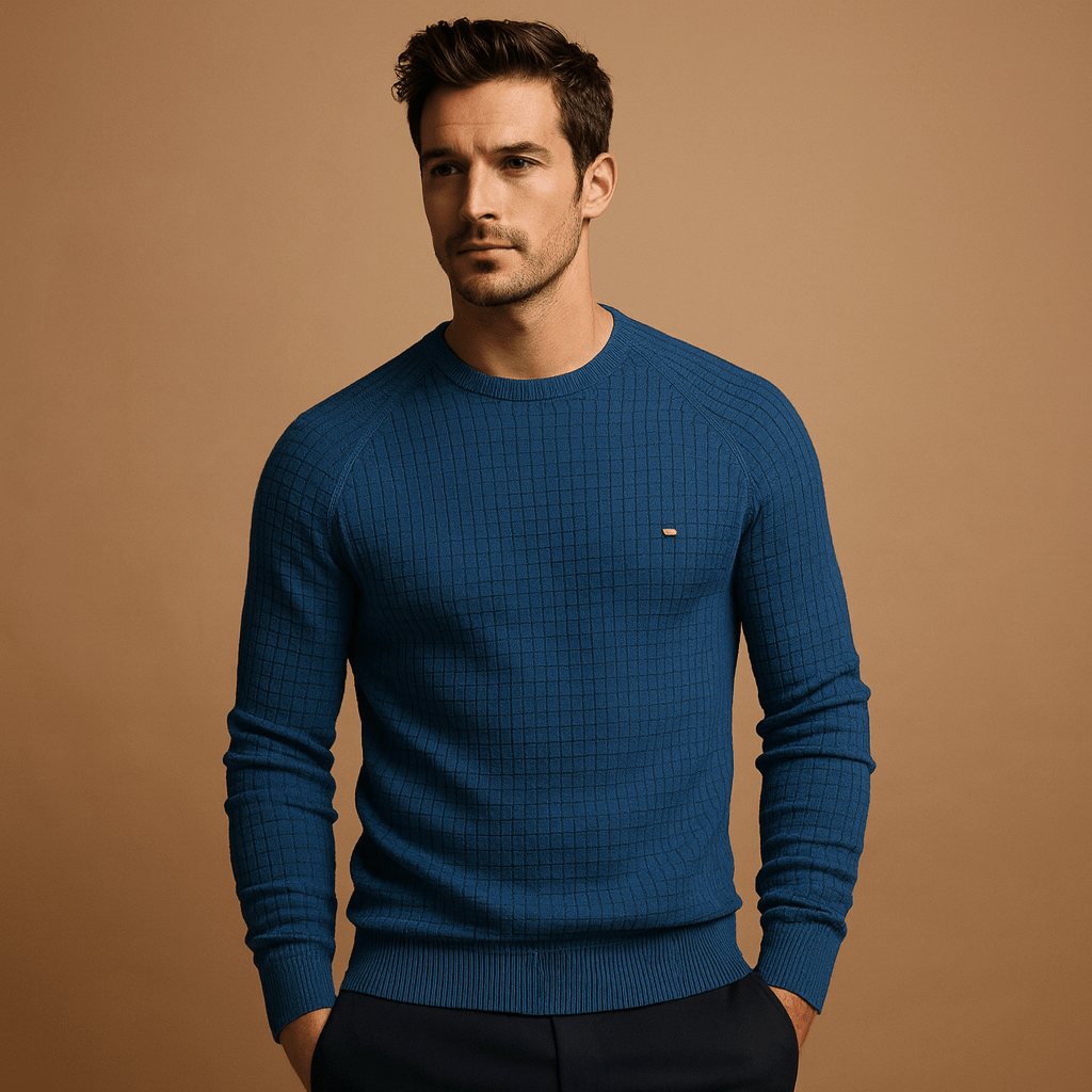 Knitted Sweater Men Comfortable Relaxed Fit Construction Design - Hudson Harper - Men Sweaters
