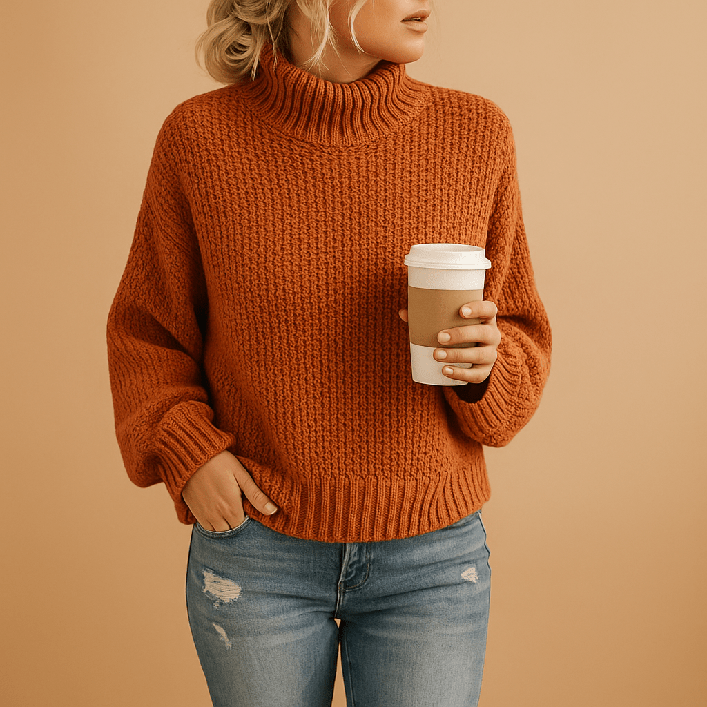 Knitted Sweater Women Turtleneck Knitted Design for Daily Wear - Hudson Harper - Women Sweaters