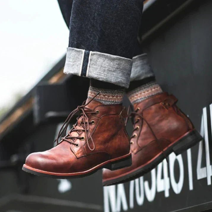 Leather Boots Men High - Top Rugged Stylish - Hudson Harper - High - Top Boots