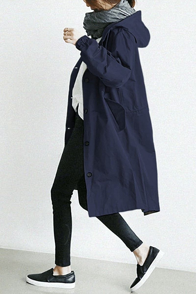 Long Coat Women Button Down Hooded Winter Coat - Hudson Harper - Women Coat