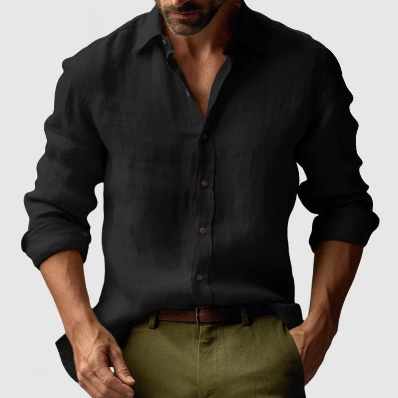 Men Shirt Long Sleeve Relaxed Fit Button Closure - Hudson Harper - Men Shirt