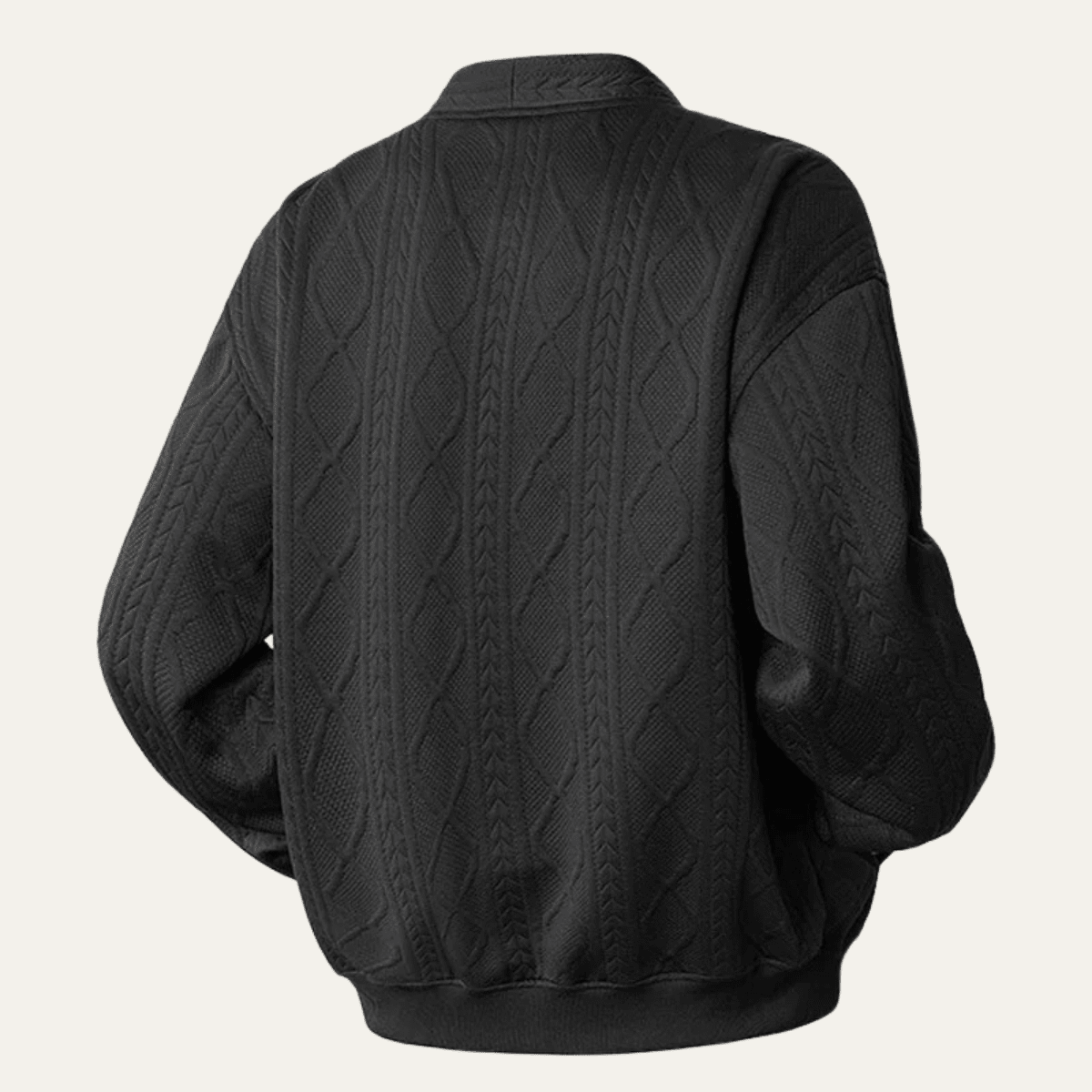 Men's Cardigan — Cable Knit V - Neck Diamond Pattern Button Front - Hudson Harper - Men Cardigan