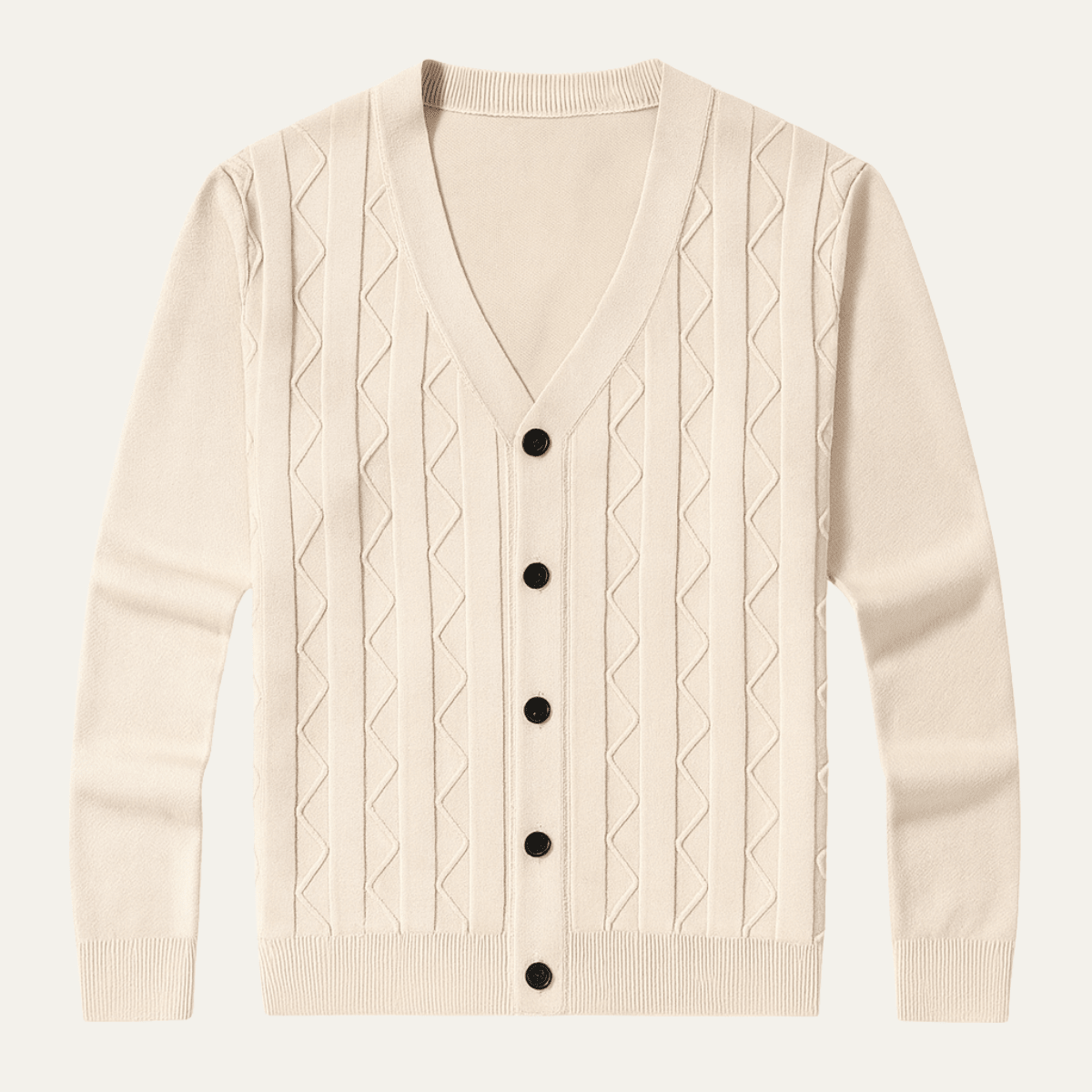 Men's Cardigan — Slim Fit V - Neck Cable Knit Button Front Ribbed - Hudson Harper - Men Cardigan