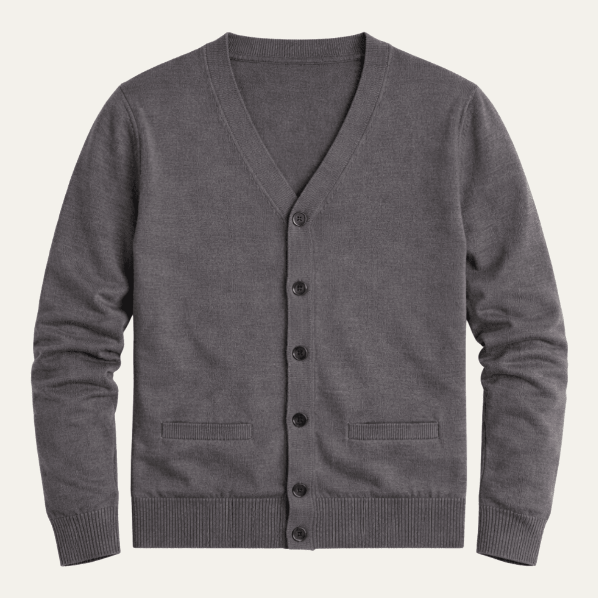 Men's Cardigan — V - Neck Button Front Slim Fit Ribbed Knit Design - Hudson Harper - Men Cardigan