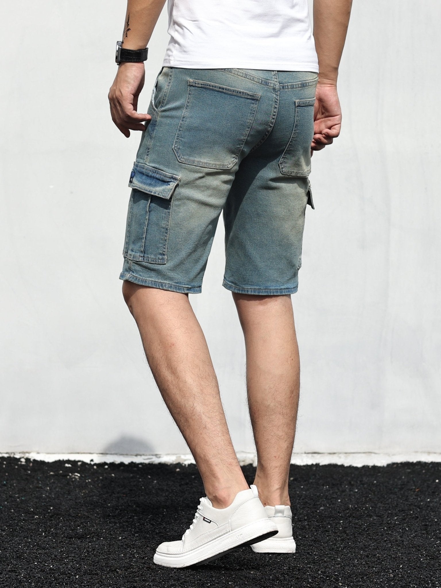 Men's Cargo Shorts — Denim Loose Fit Flap Pocket Design - Hudson Harper - Men Shorts