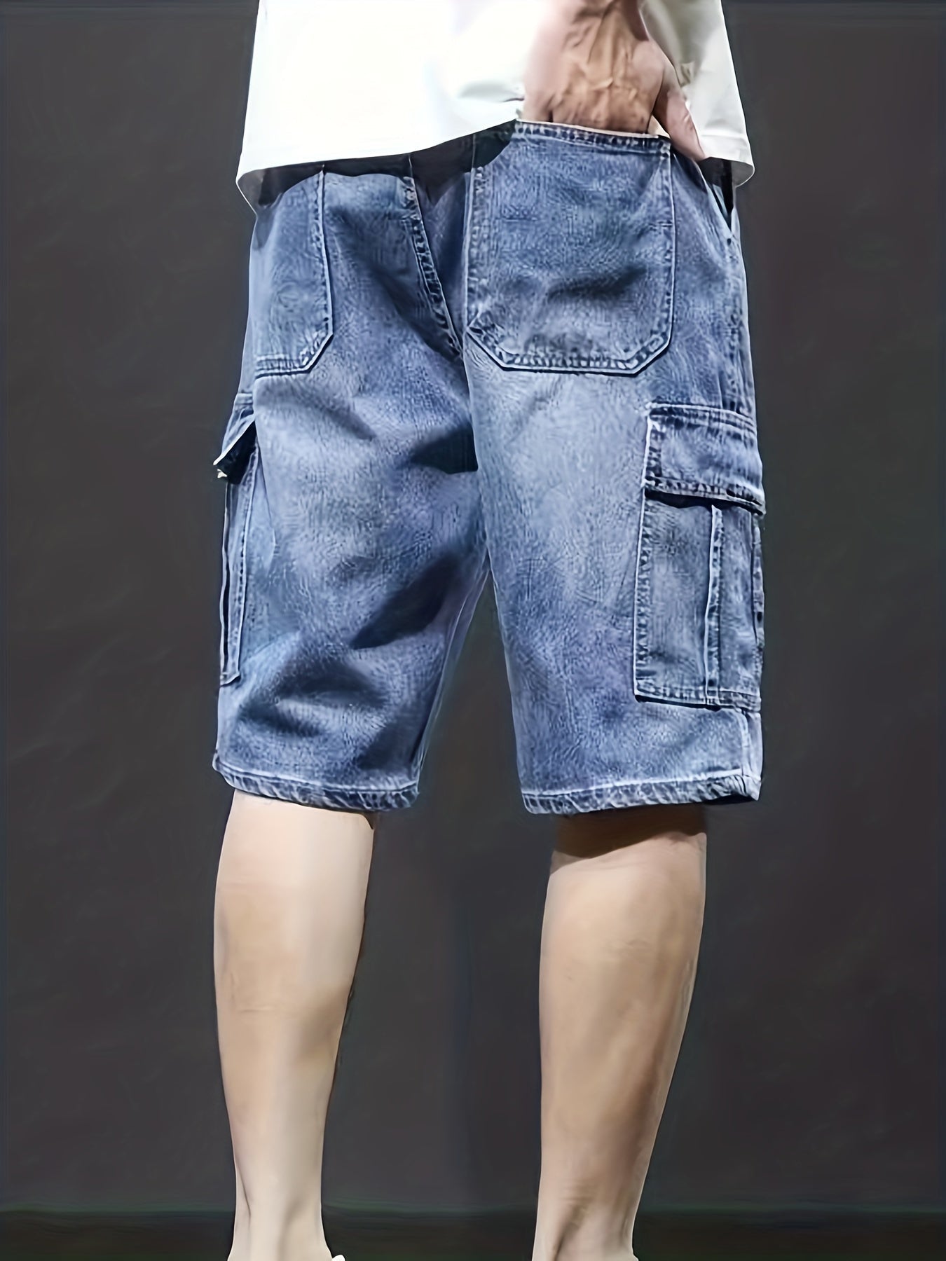 Men's Cargo Shorts — Denim Loose Fit Flap Pocket Design - Hudson Harper - Men Shorts