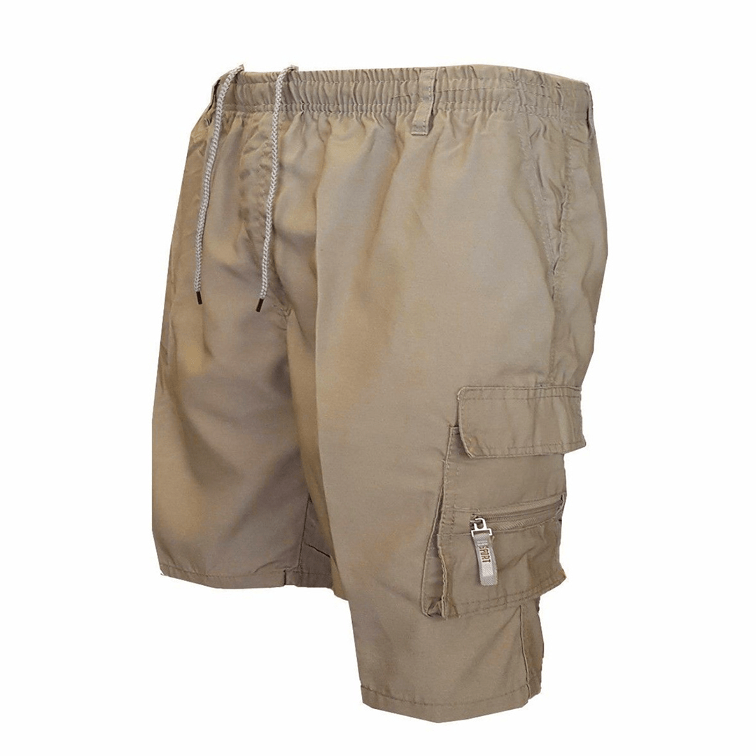 Men's Cargo Shorts — Elastic Drawstring Waist Zipper Pocket Design - Hudson Harper - Men Shorts