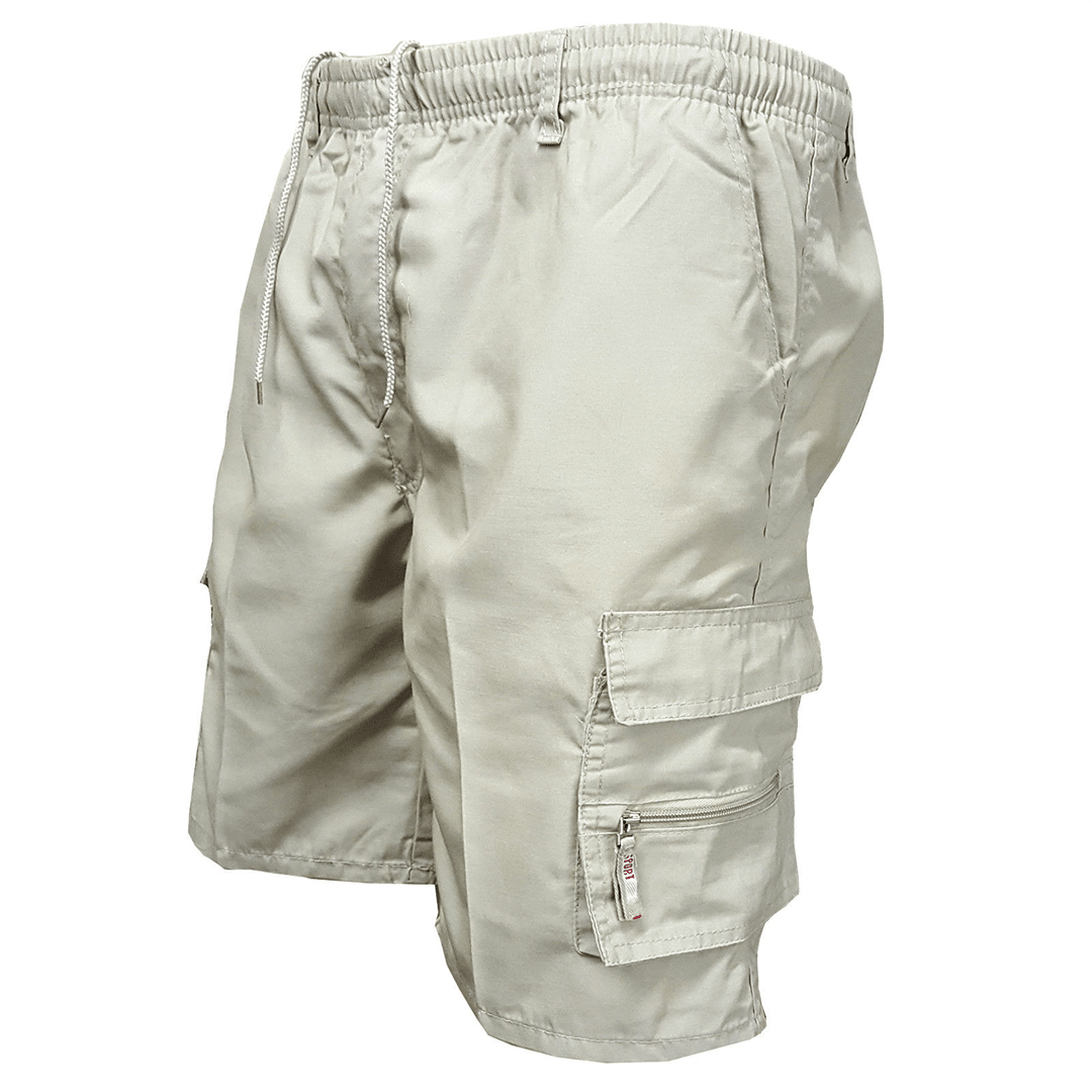 Men's Cargo Shorts — Elastic Drawstring Waist Zipper Pocket Design - Hudson Harper - Men Shorts