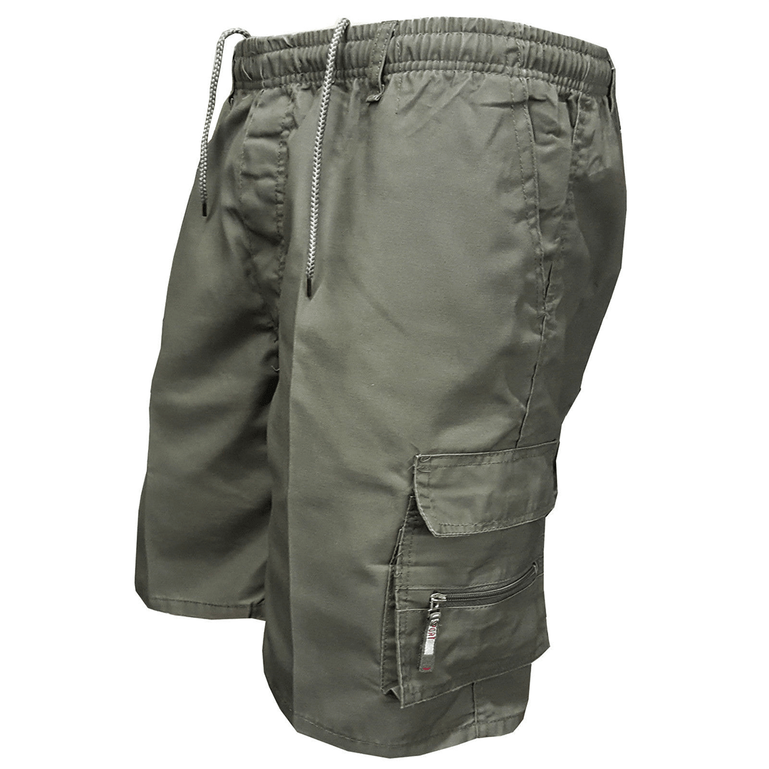 Men's Cargo Shorts — Elastic Drawstring Waist Zipper Pocket Design - Hudson Harper - Men Shorts