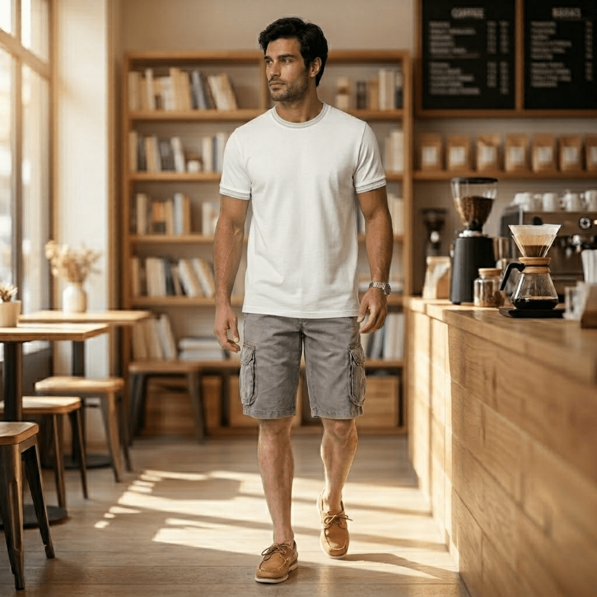 Men's Cargo Shorts — Relaxed Fit Multi - Pocket Adjustable Belt - Hudson Harper - Men Short