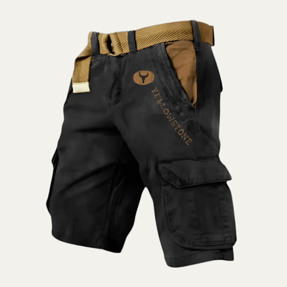 Men's Cargo Shorts — Relaxed Fit Multi - Pocket Adjustable Belt - Hudson Harper - Men Short