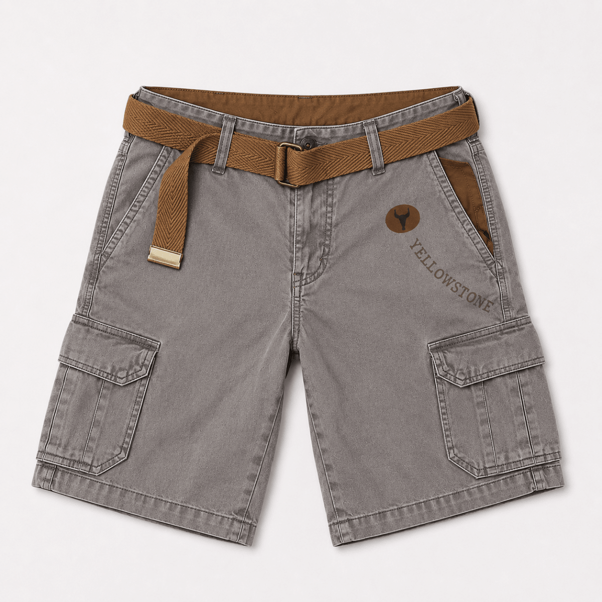 Men's Cargo Shorts — Relaxed Fit Multi - Pocket Adjustable Belt - Hudson Harper - Men Short