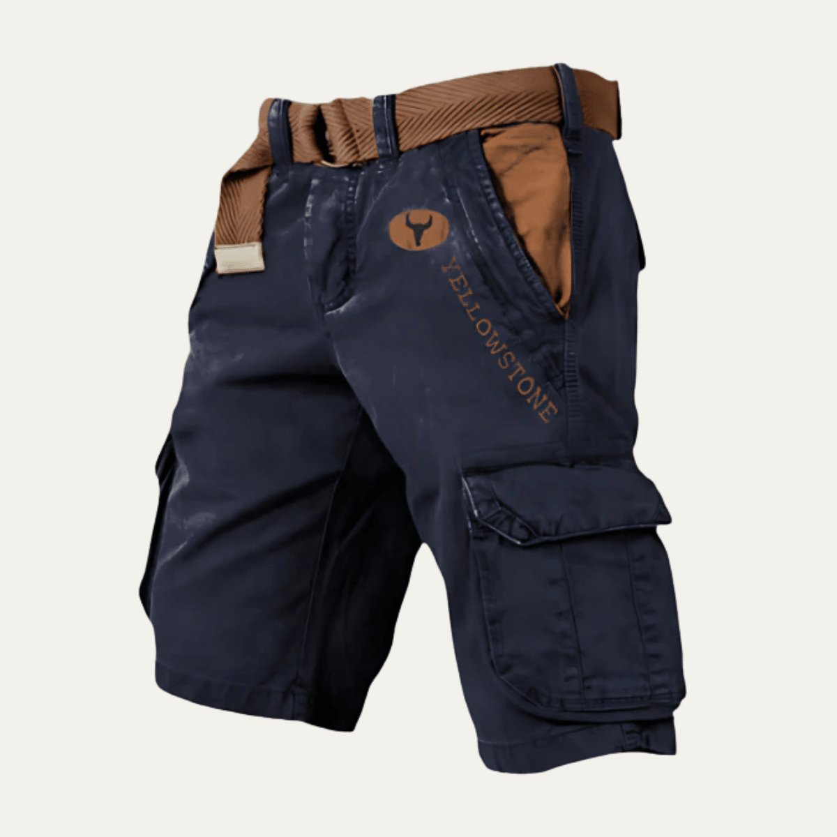Men's Cargo Shorts — Relaxed Fit Multi - Pocket Adjustable Belt - Hudson Harper - Men Short