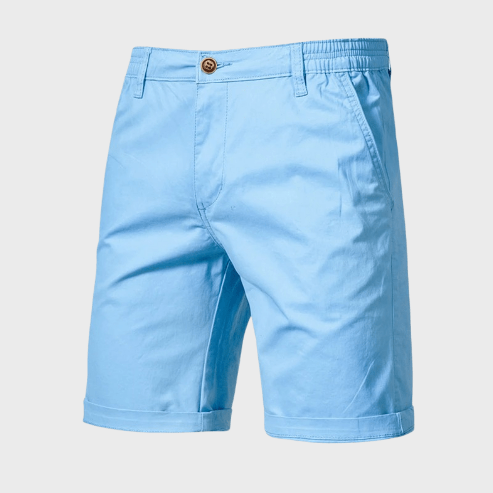 Men's Chino Shorts — Elastic Waist Button & Zip Closure Pocket Design - Hudson Harper - Men Short