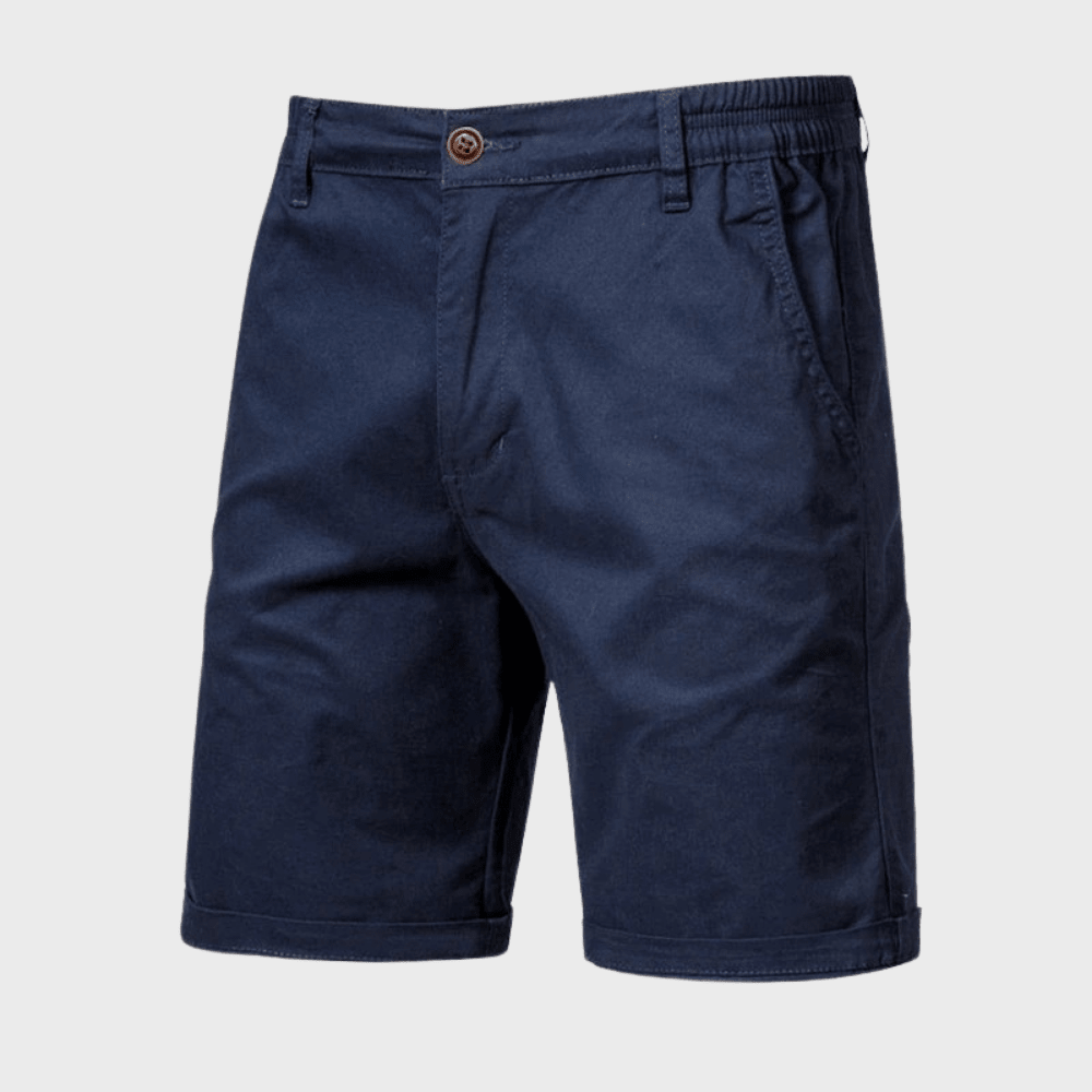 Men's Chino Shorts — Elastic Waist Button & Zip Closure Pocket Design - Hudson Harper - Men Short