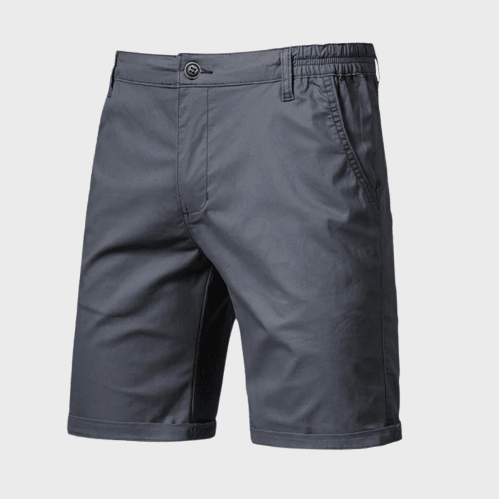 Men's Chino Shorts — Elastic Waist Button & Zip Closure Pocket Design - Hudson Harper - Men Short