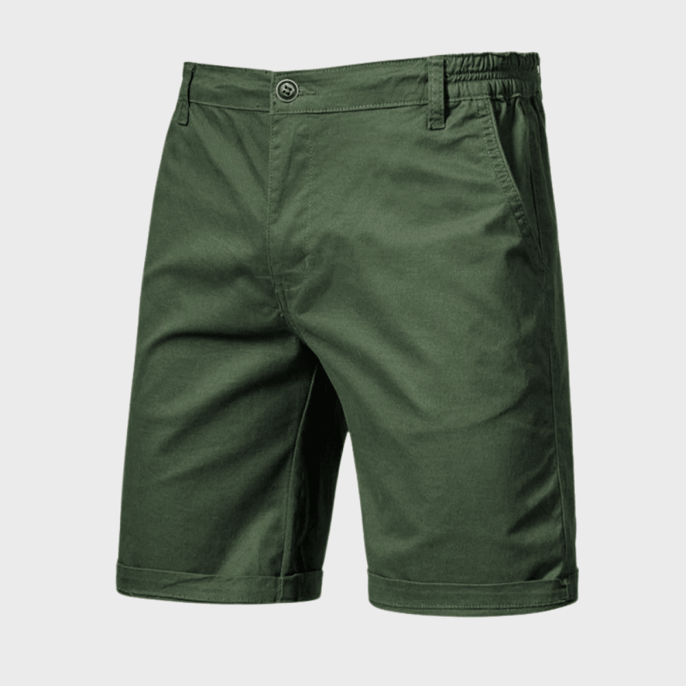 Men's Chino Shorts — Elastic Waist Button & Zip Closure Pocket Design - Hudson Harper - Men Short