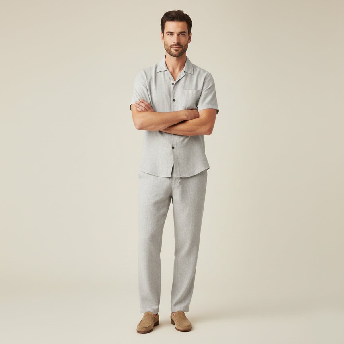 Men's Clothing Set — Loose Fit Two - Piece Full Length Trousers - Hudson Harper - Men Set
