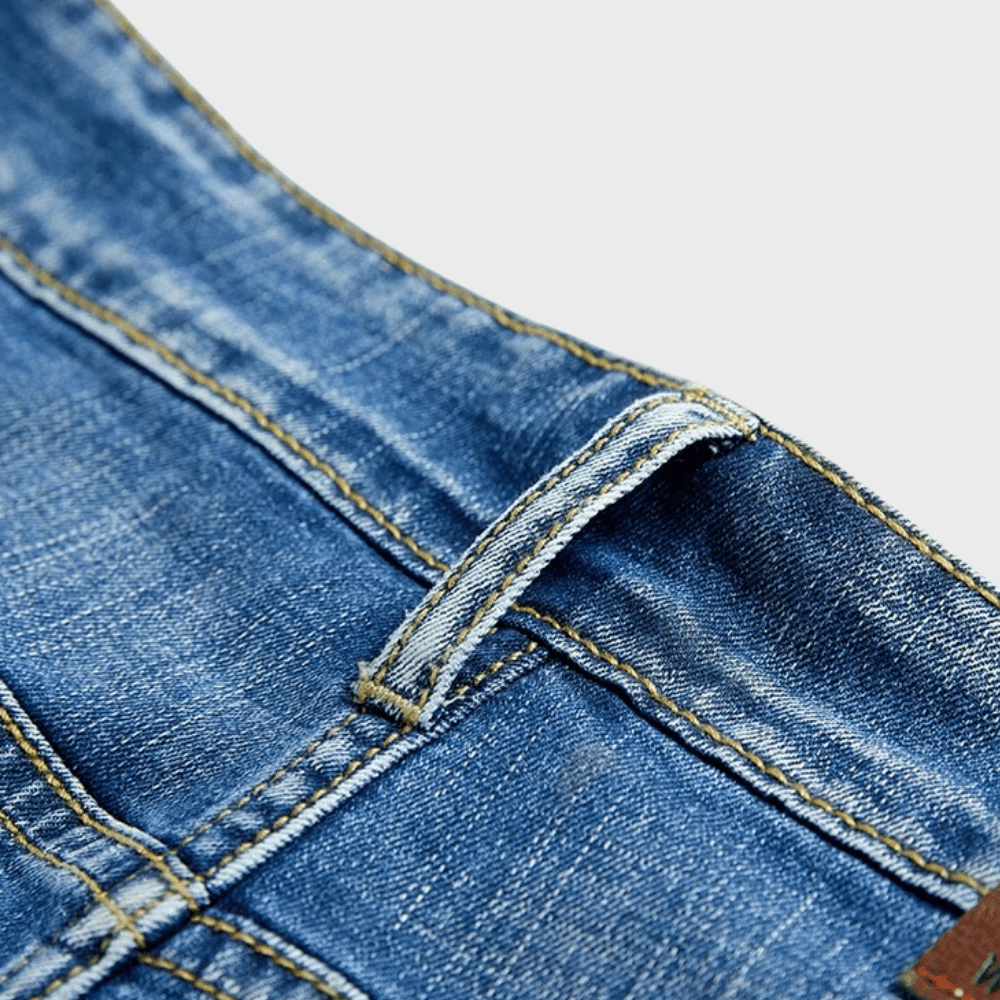 Men's Denim Shorts — Classic Fit Mid - Rise Waist Pocket Design - Hudson Harper - Men Short