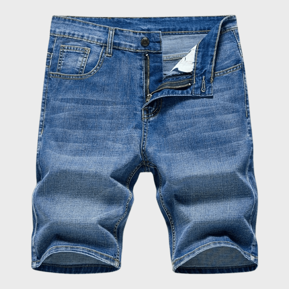 Men's Denim Shorts — Classic Fit Mid - Rise Waist Pocket Design - Hudson Harper - Men Short