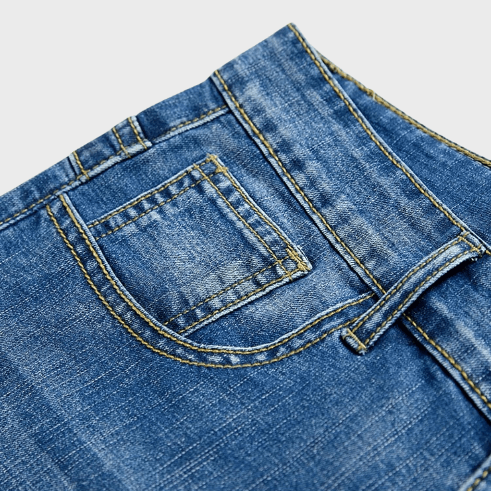 Men's Denim Shorts — Classic Fit Mid - Rise Waist Pocket Design - Hudson Harper - Men Short