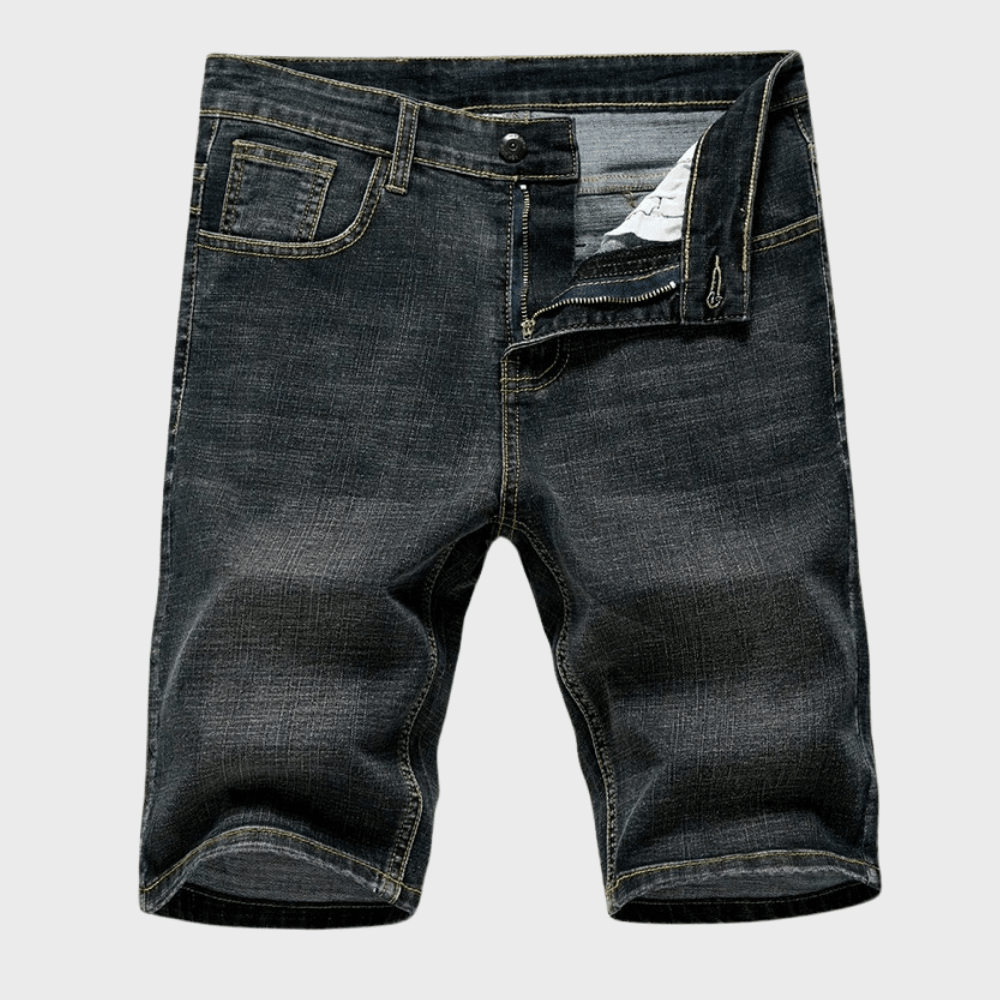 Men's Denim Shorts — Classic Fit Mid - Rise Waist Pocket Design - Hudson Harper - Men Short