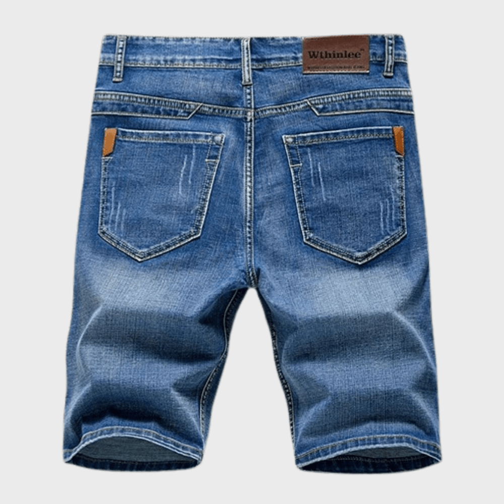 Men's Denim Shorts — Classic Fit Mid - Rise Waist Pocket Design - Hudson Harper - Men Short