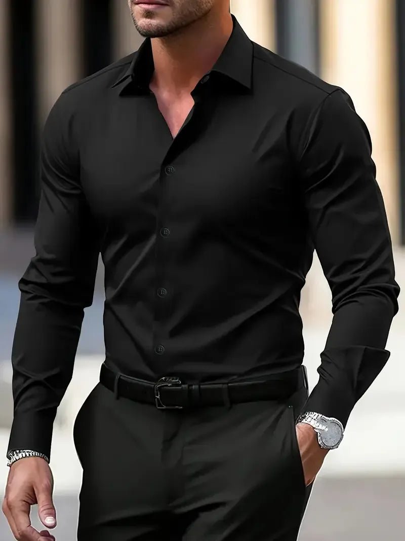 Men's Formal Shirt — Slim Fit Button Cuffs Structured Collar - Hudson Harper - Men Shirt