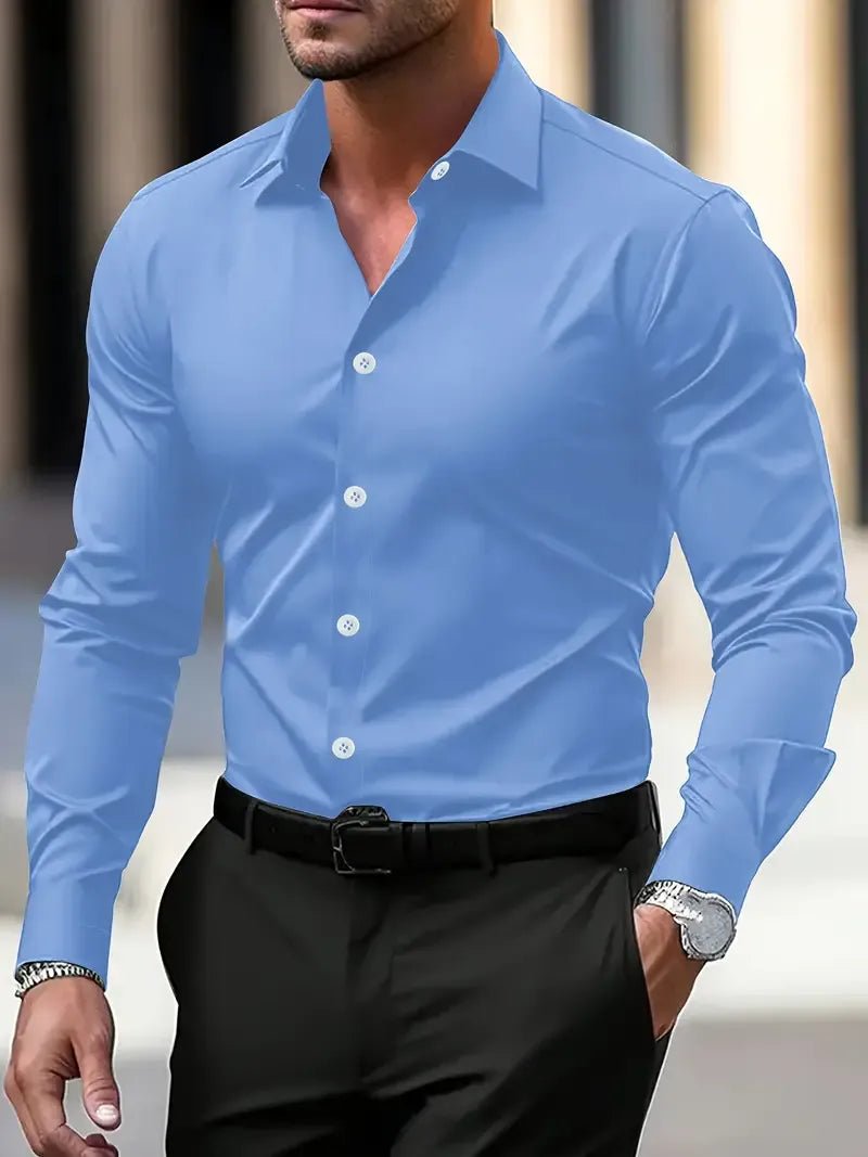 Men's Formal Shirt — Slim Fit Button Cuffs Structured Collar - Hudson Harper - Men Shirt