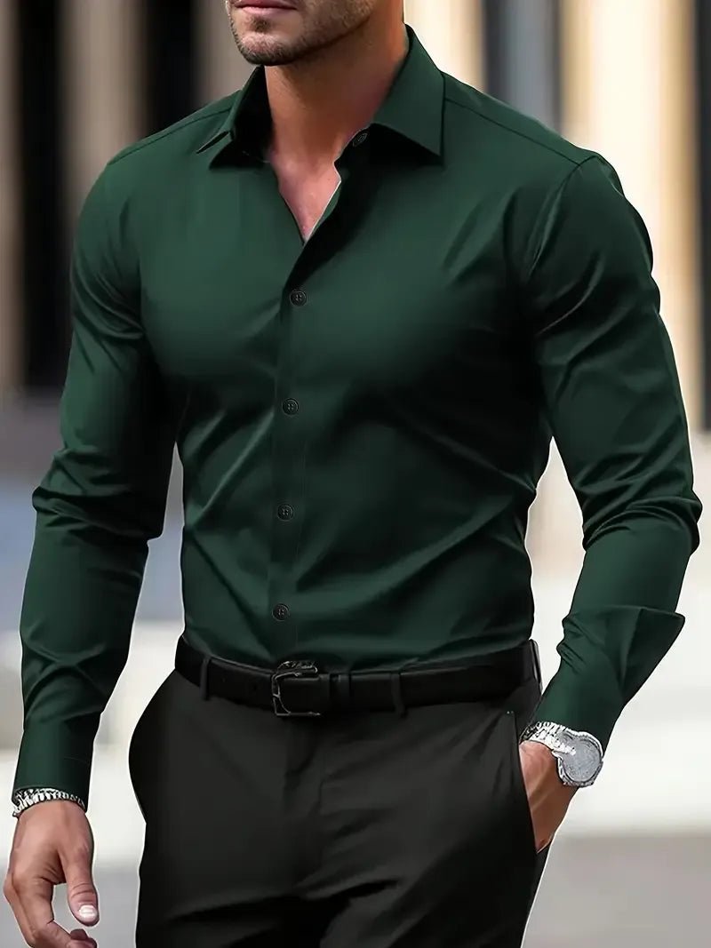 Men's Formal Shirt — Slim Fit Button Cuffs Structured Collar - Hudson Harper - Men Shirt