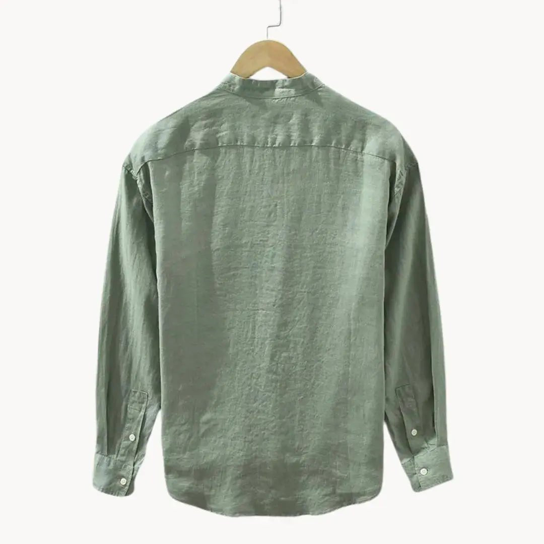Men's Linen Shirt - Slim Fit Chest Pocket Straight Hem - Hudson Harper - Men Shirt