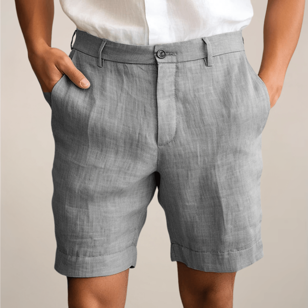 Men's Linen Shorts - Loose Fit Elastic Waistband Straight Leg - Hudson Harper - Men Shorts