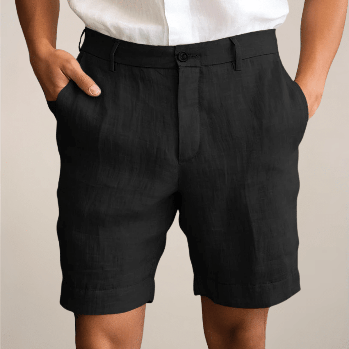 Men's Linen Shorts - Loose Fit Elastic Waistband Straight Leg - Hudson Harper - Men Shorts