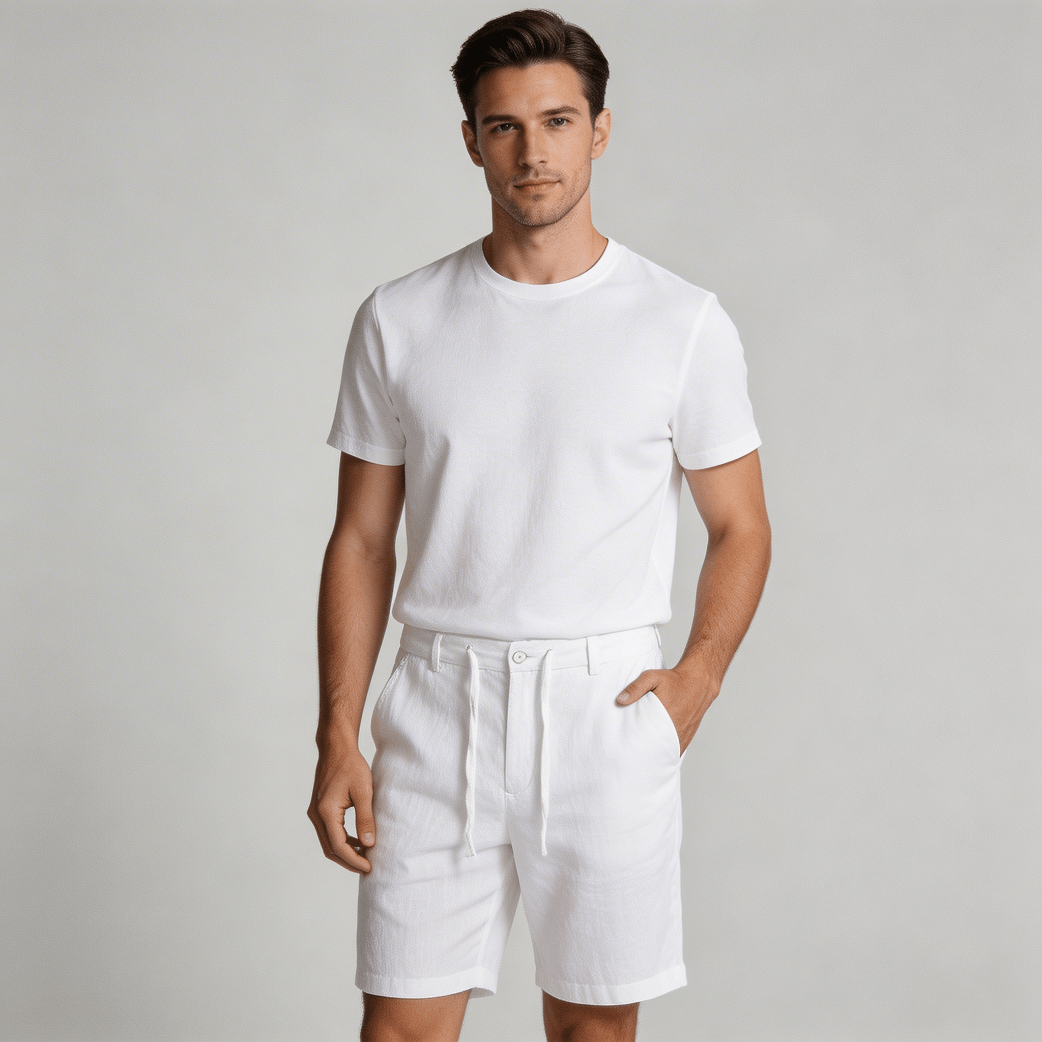 Men's Linen Shorts - Relaxed Fit Drawstring Waist Button Closure - Hudson Harper - Men Shorts