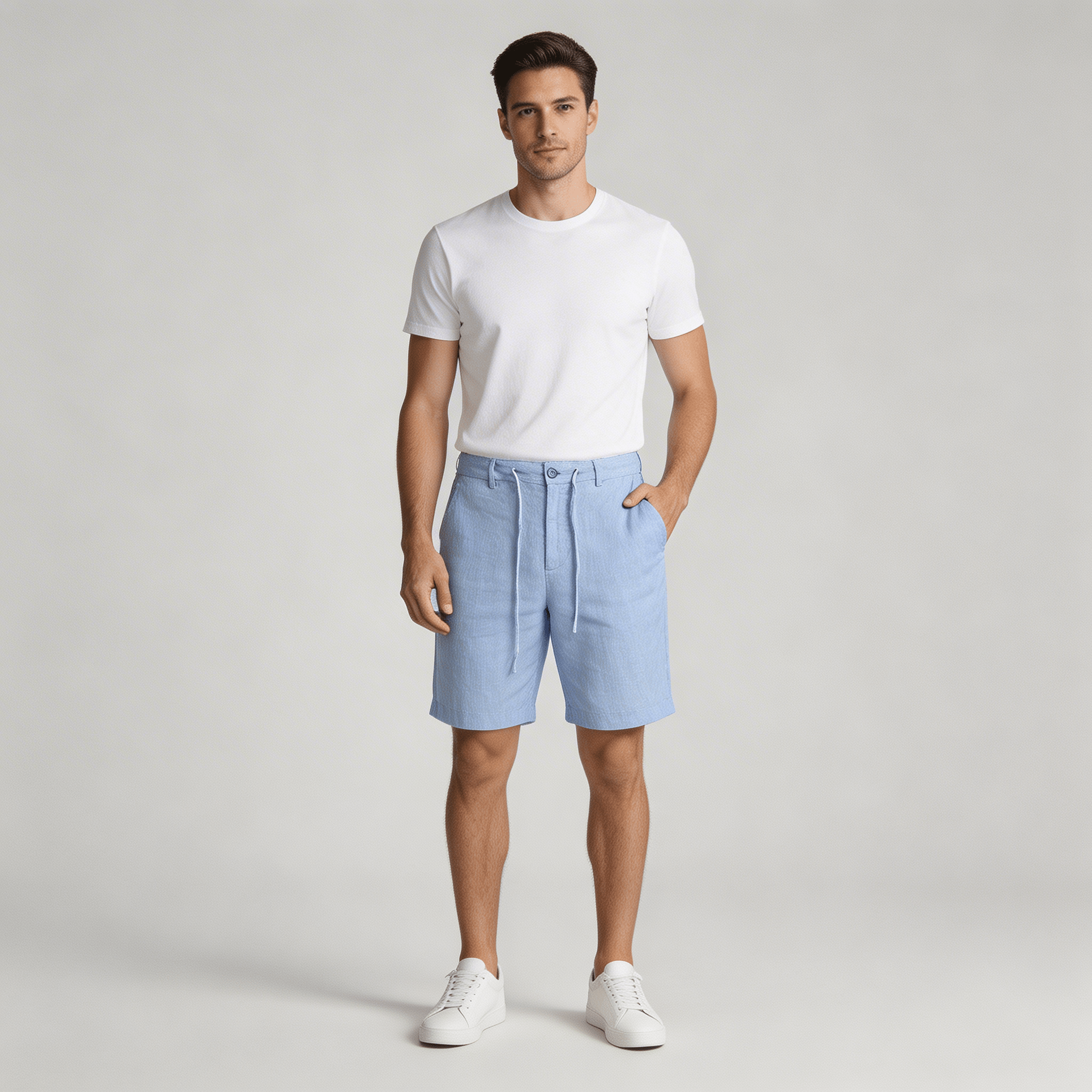 Men's Linen Shorts - Relaxed Fit Drawstring Waist Button Closure - Hudson Harper - Men Shorts