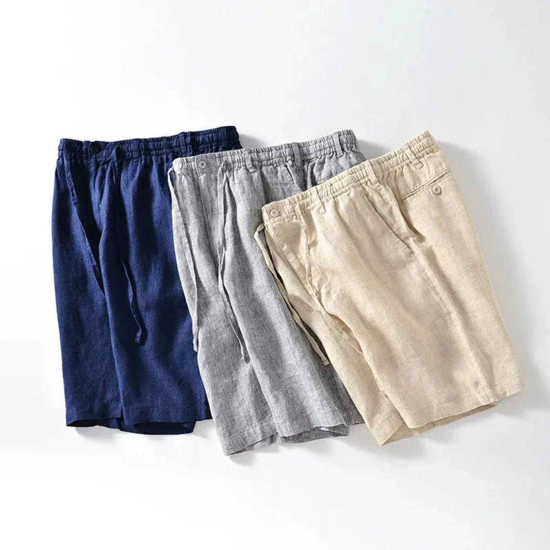 Men's Linen Shorts - Relaxed Fit Elasticated Drawstring Waistband - Hudson Harper - Men Shorts
