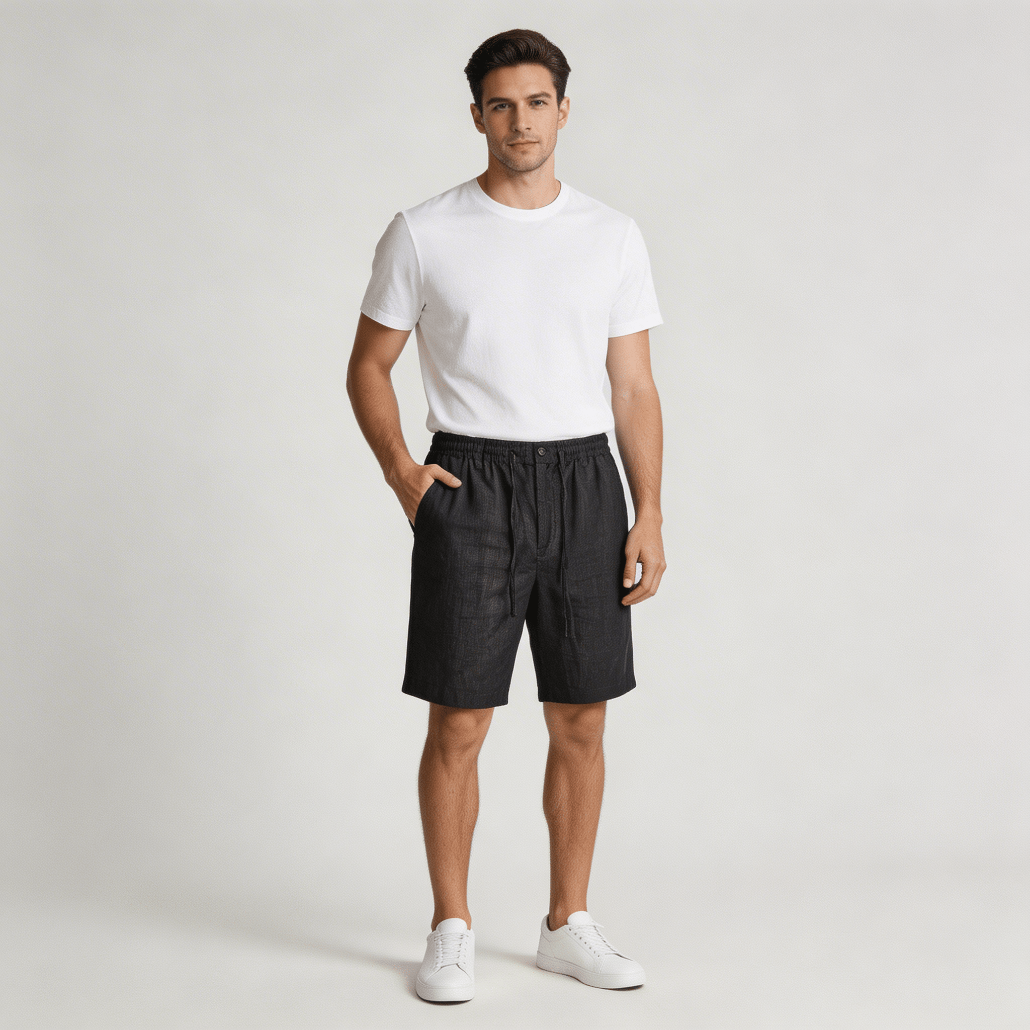 Men's Linen Shorts - Relaxed Fit Elasticated Drawstring Waistband - Hudson Harper - Men Shorts