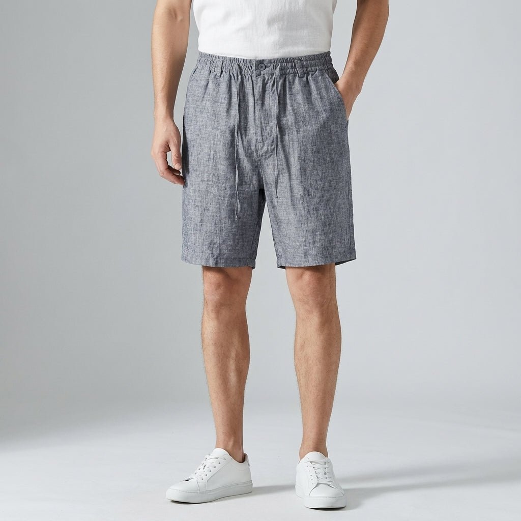 Men's Linen Shorts - Relaxed Fit Elasticated Drawstring Waistband - Hudson Harper - Men Shorts